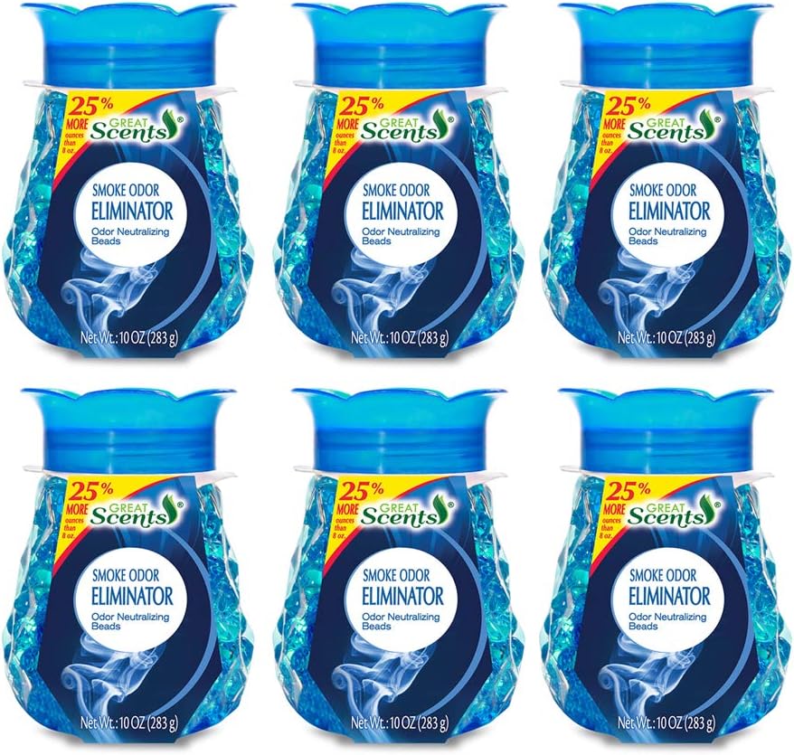 Home Select Pearl Beads Air Freshener Gel, Anti-Tobacco - Eliminates Odors - Made with Natural Essential Oils - 10 Oz. Each (Pack of 6)