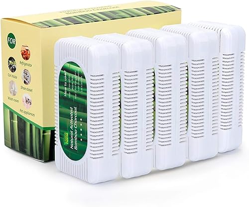 Desodorizador para nevera (paquete de 2) con 2 recargas adicionales, eliminador de olores para refrigerador y congelador, supera al bicarbonato de