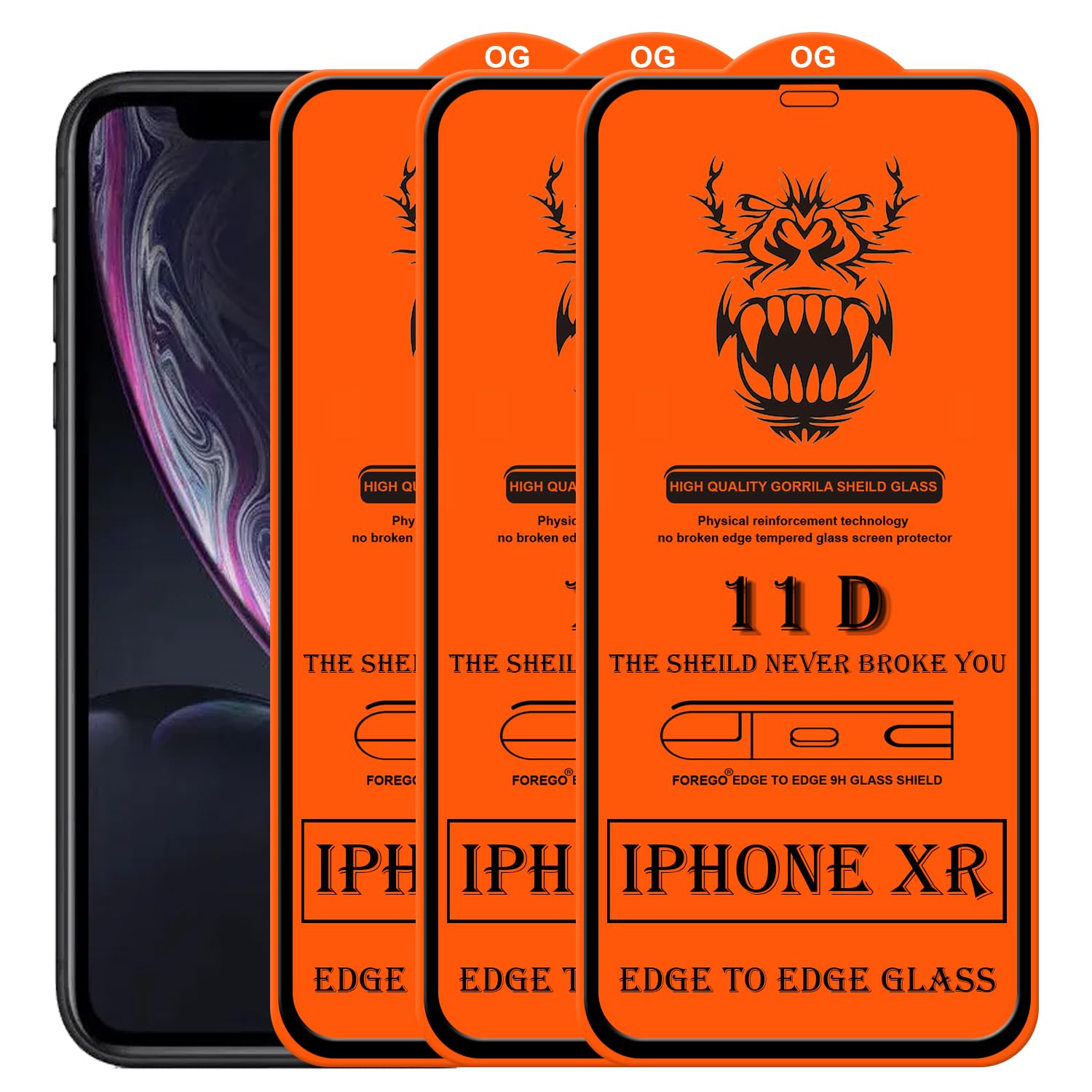 FOREGO Apple iPhone XR 11D Temper glass (pack of 3) (B0CDX1WHVH) Amazon Price History, Amazon Price Tracker