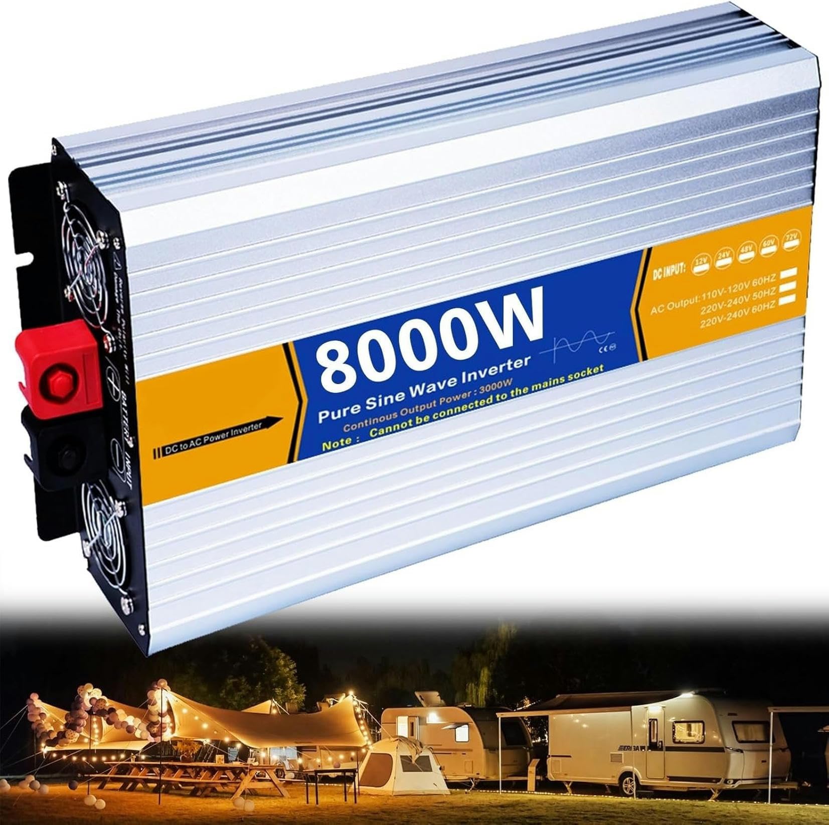 Onduleur à onde sinusoïdale pure 8000W pour l'autonomie électrique en van et camping-car