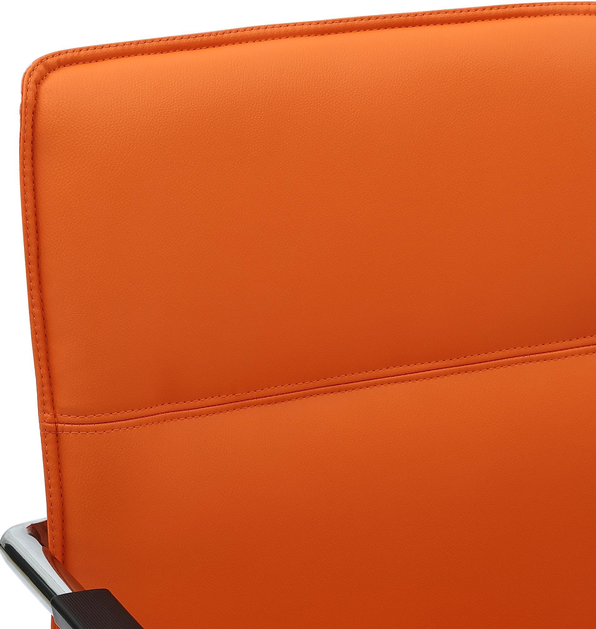 CLP Sedia a sbalzo con braccioli Seattle, sedia moderna imbottita in similpelle, struttura effetto cromo, Colore:arancione