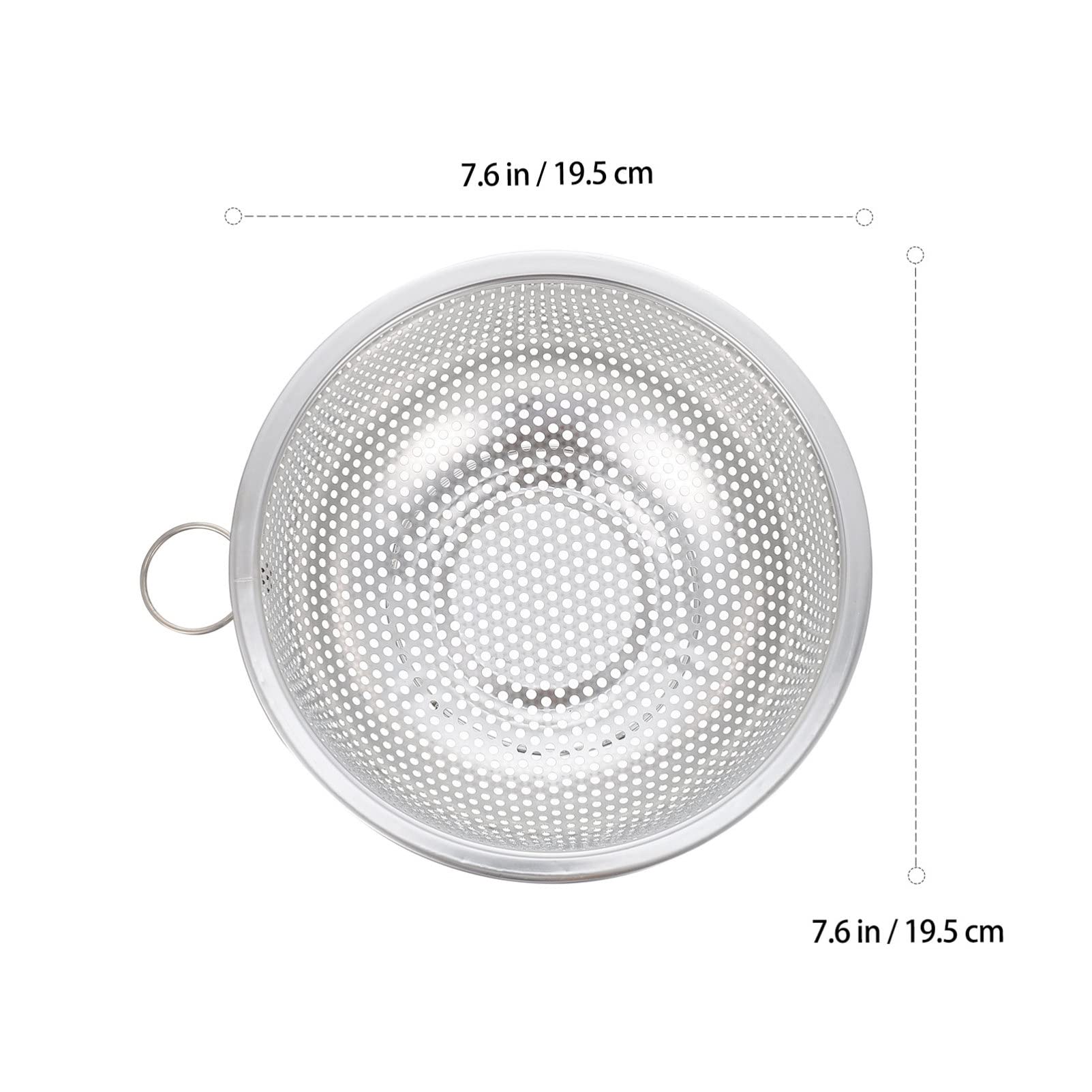 Colador de Cocina de Acero Inoxidable con Asas Resistentes para Pasta, Frutas y Verduras - Colador de Malla Grande para Fideos, ensaladas y Bayas - Tamaño 19,5 x 19,5 x 7 cm