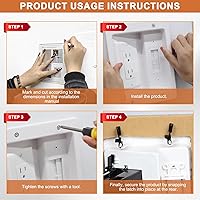 Vista 6 de in Wall Cable Management Kit with Recessed Tv Outlet Box-Two-Hole Socket, 9ft Cord,Tv Cable Hider Wall Kit Hider Box Fits All Plugs, Easy, Safe