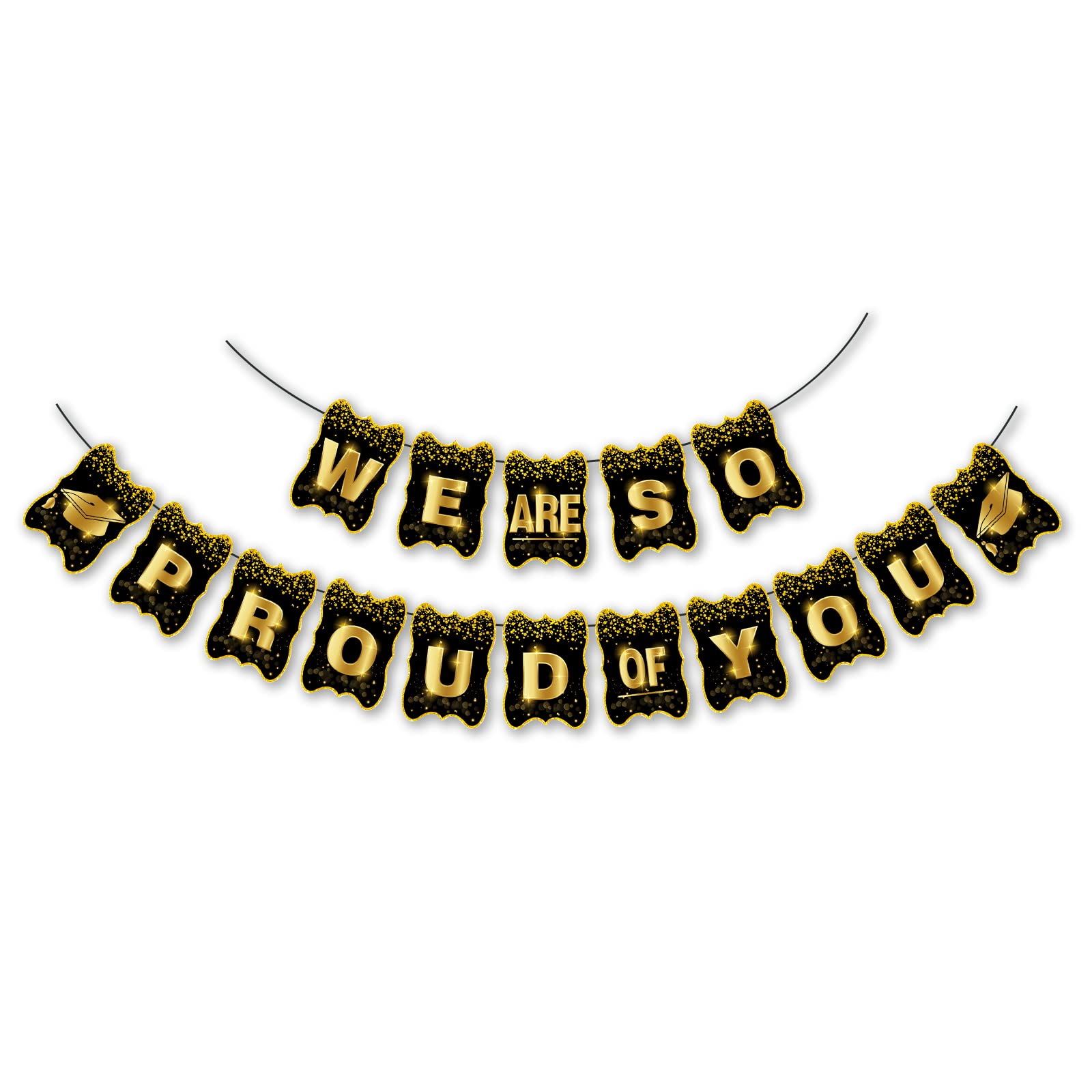 We Are So Proud Of You Banner - No DIY, Black and Gold Graduation Decorations 2023, Congratulations Banner, Graduation Party Decorations 2023, Graduation Banner 2023, Class of 2023 Decorations