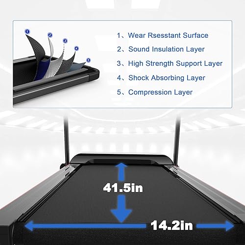 Miniatura 2 de SHAREWIN Treadmill Folding Treadmill for Home with Incline 220 lbs Running Exercise Machine Portable Treadmill with LCD and Mobile Phone Holder