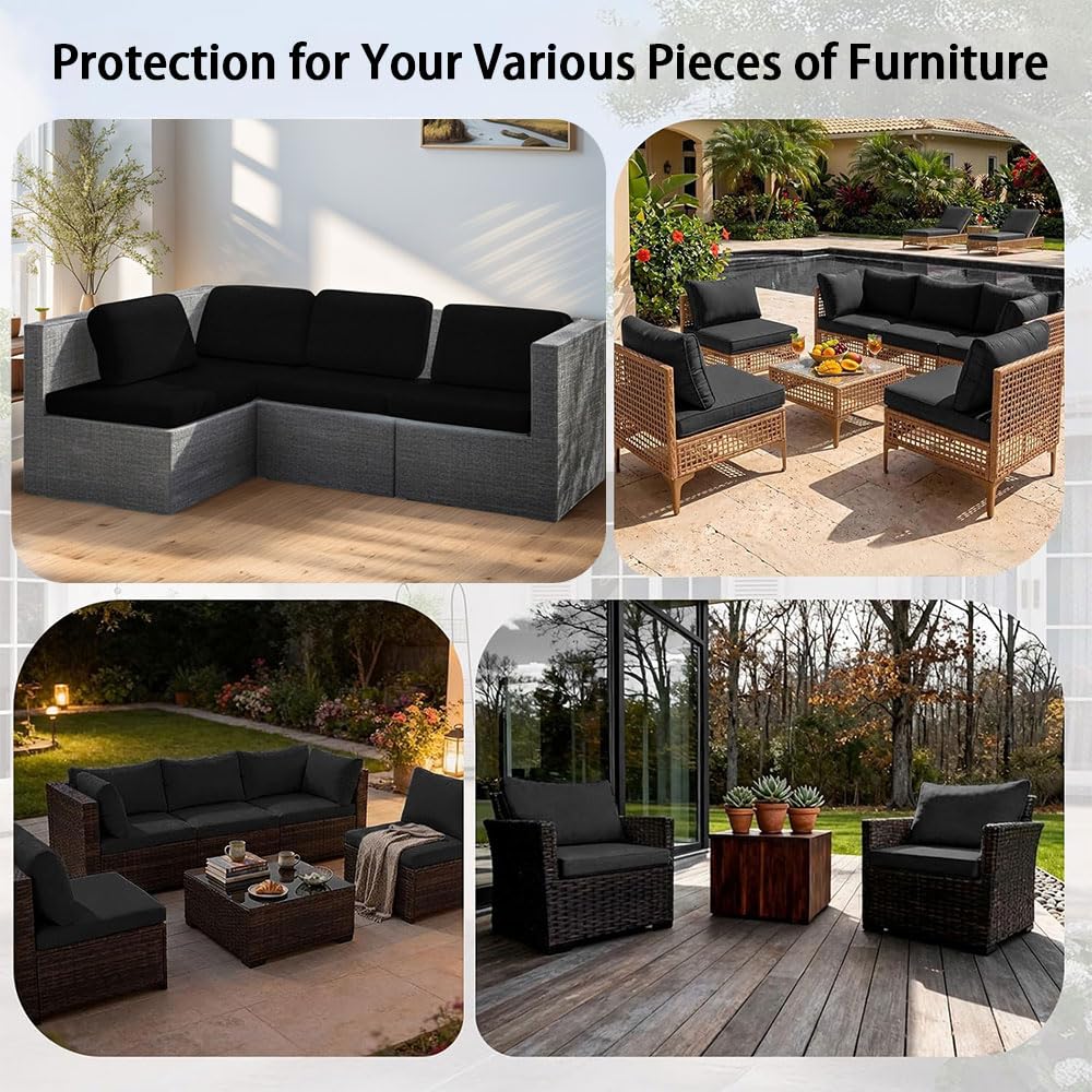 Hiseng 14 Stück Sitzkissenbezug Outdoor Rückenlehnenbezüge - Einfarbig Stretch Sofa Überzug Outdoor, Elastisch Kissen/Sitzkissen Bezug/Sofabezug für Terrassenmöbel Balkon (Hellgrau,14)