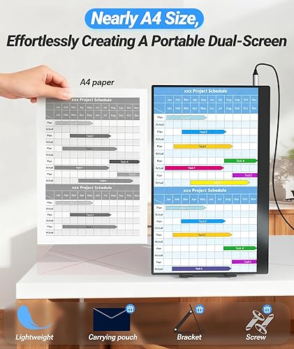 Miniatura 2 de Ingnok Monitor portátil, extensor de pantalla para portátil FHD IPS ultra delgado de 15.6 pulgadas con soporte ajustable, compatible con USB C,