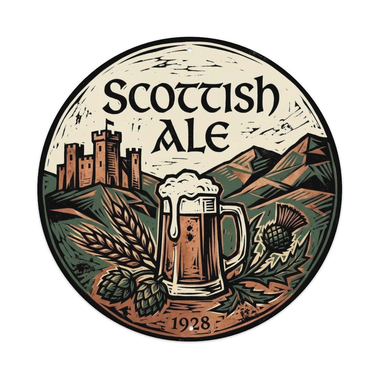 Old School Scottish Ale Copper Kettle Brewery Culture Metal Tin Sign