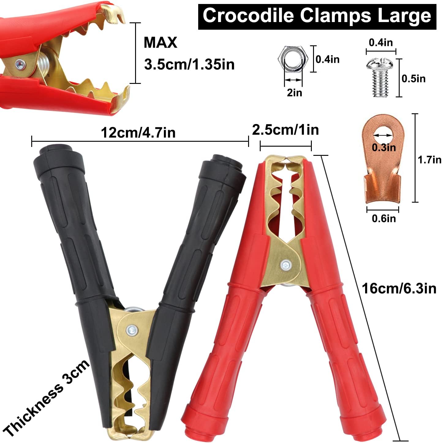 1000 A Crocodile Clip for Car Battery with Insulating Sheath Copper Alligator Clamps for Car Battery Jump Starter Cable (1000 A 2 Set) image 2