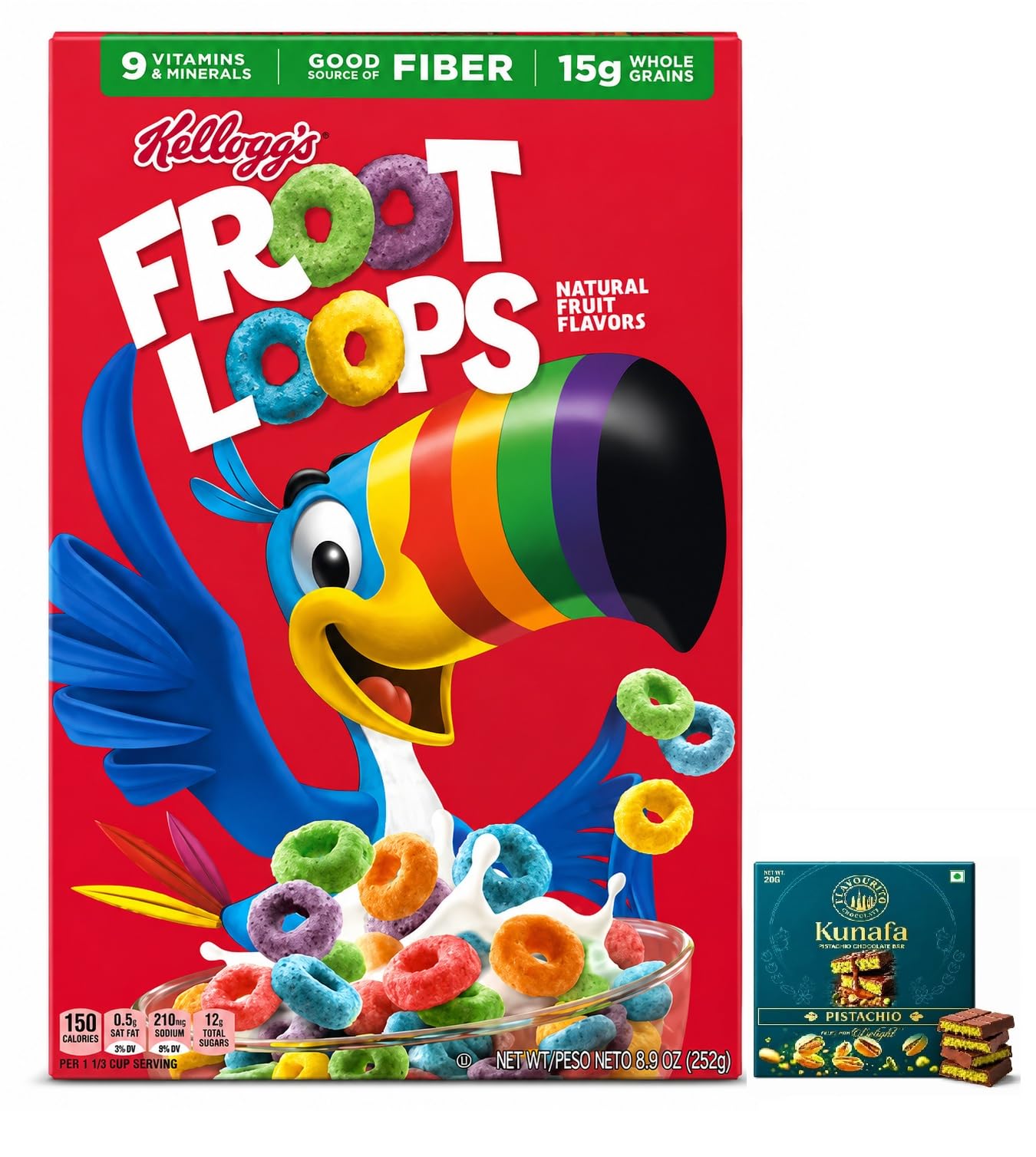 Keloggg's Froot Loops Breakfast Cereal, Natural Fruit Flavours, Good Source of Fibre 252g, (Product Of USA) By DECADENT FOODS-image-4