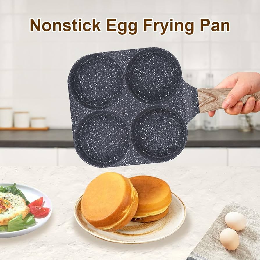 Egg Frying Pan Egg Pan,Beakfast Fying Pan,4 Cup Egg Pans Nonstick,Nonstick Removable Handle Pots