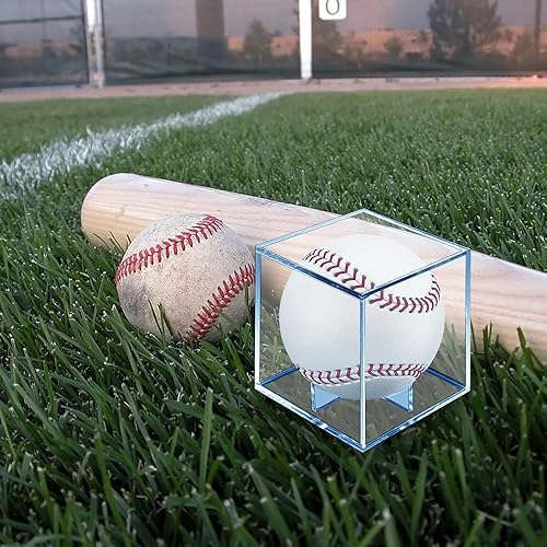 Miniatura 2 de Jaragar Exhibidor de béisbol, 1 unidad, con protección UV, para deportes, coleccionables, con cubos, acrílico, caja de exhibición oficial de
