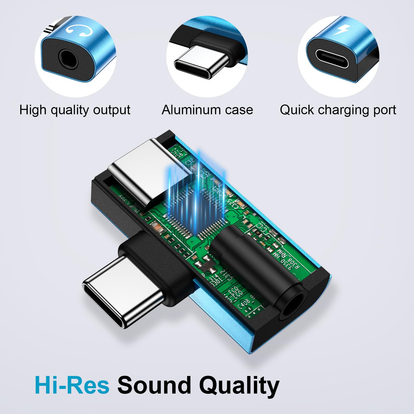 Adattatore da USB C a 3,5 mm per cuffie e caricabatterie, adattatore 2 in 1 da USB C a jack audio Aux con PD 60 W per ricarica rapida Dongle per Samsung Galaxy S25 Ultra/S24 FE/A17/A16/A56/Z Flip7