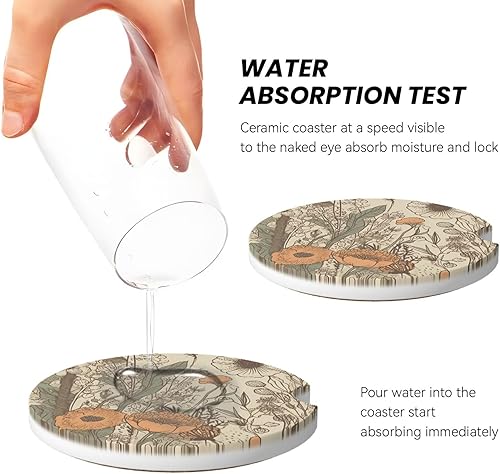 Miniatura 2 de Posavasos de automóvil para portavasos de automóvil, paquete de 2 unidades, de cerámica absorbente, antideslizante, accesorios universales para el