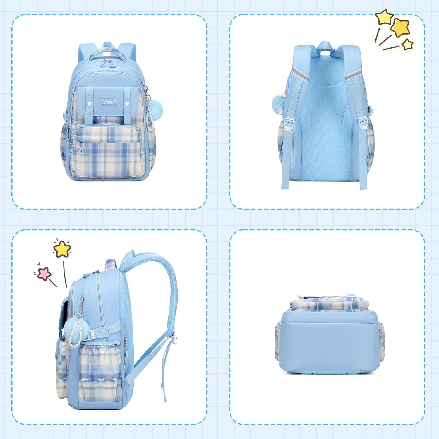 Girls Backpack, Ideal School Backpack for Girls from Elementary to Teen Years, Kawaii Bookbag Cute Large Capacity - Image 7
