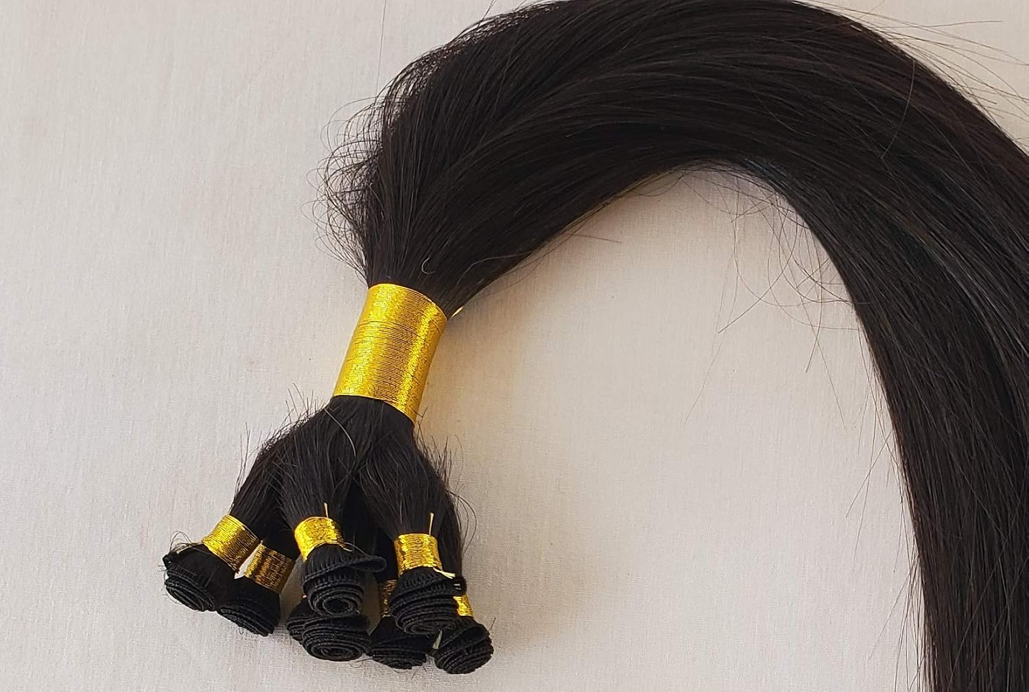 Hair Faux You 18" Hand-Tied Weft Hair, 8 Bundles, 100 grams, Soft Silky Straight,100% Human Remy Weft Hair Extensions #1B Off Black