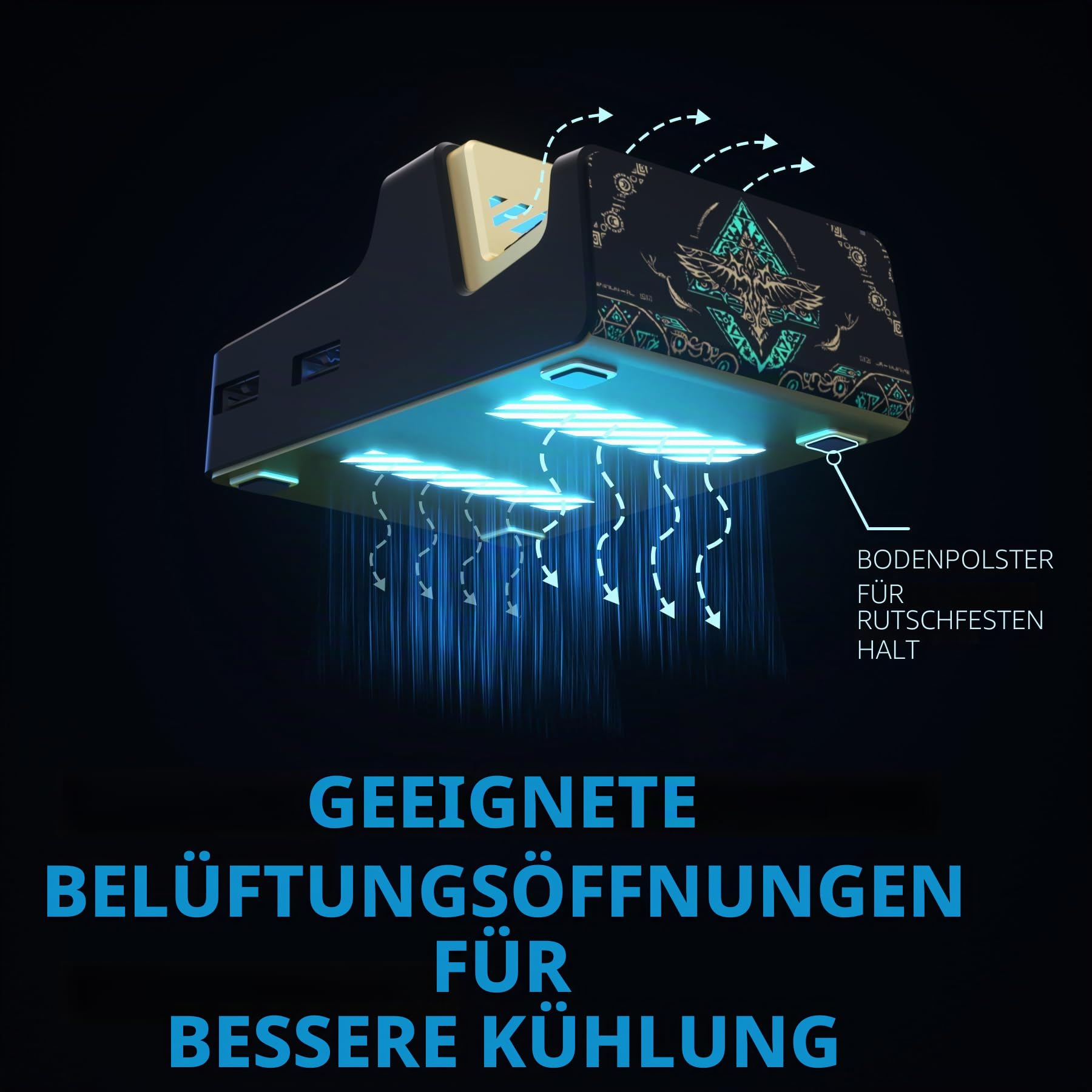 eXtremeRate AiryDocky DIY-Ersatz Gehäuse Case für Nintendo Switch/OLED Dock, Re-Design Tragbar Mini Dock Cover für Switch Docking Station-Totem of Kingdom Schwarz