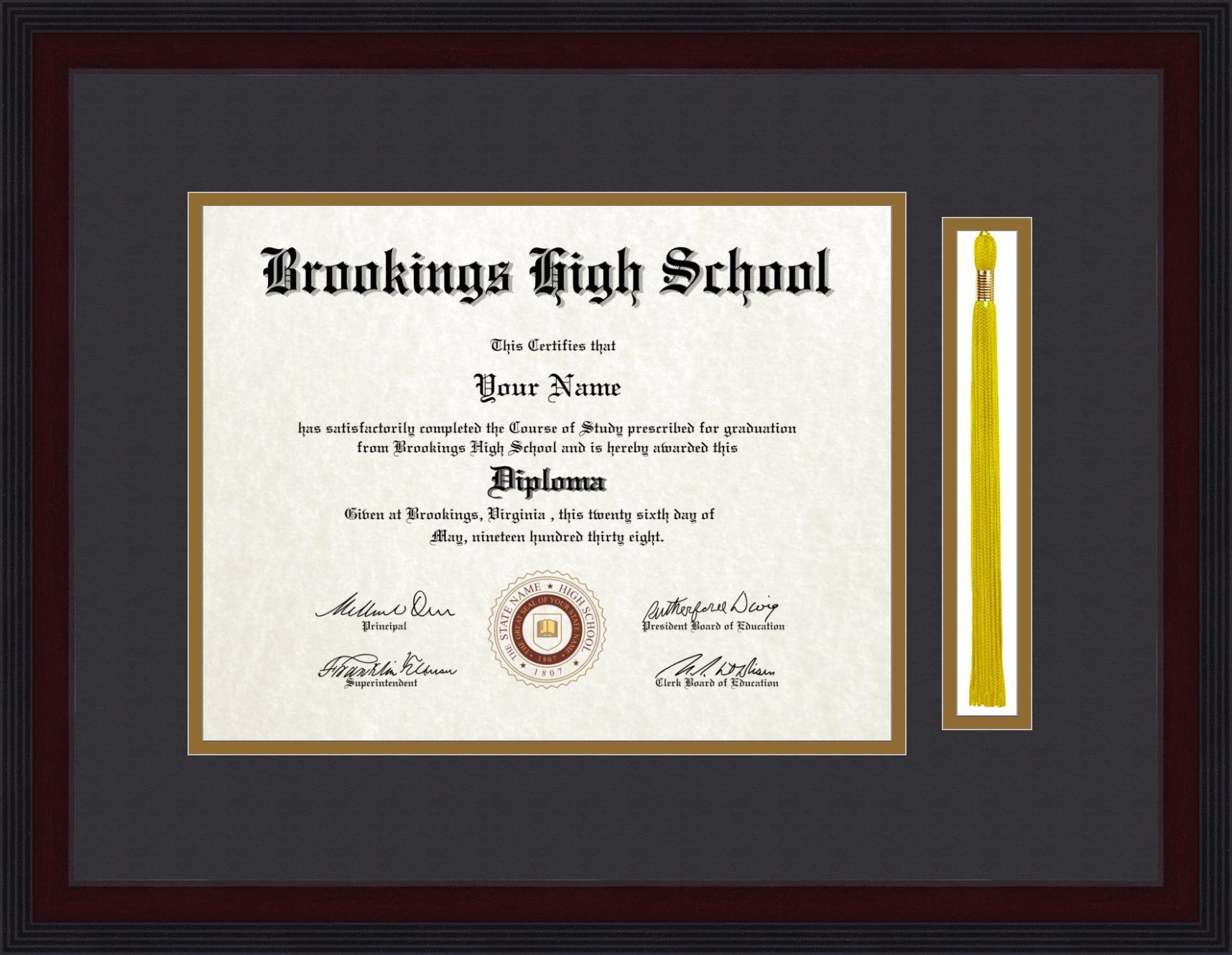 ArtToFrames 11x14 Diploma Frame with 1.5x10 Inch Tassel Opening - Framed in Windsor Mahogany, Diploma-4227-89/596-BW31-WM