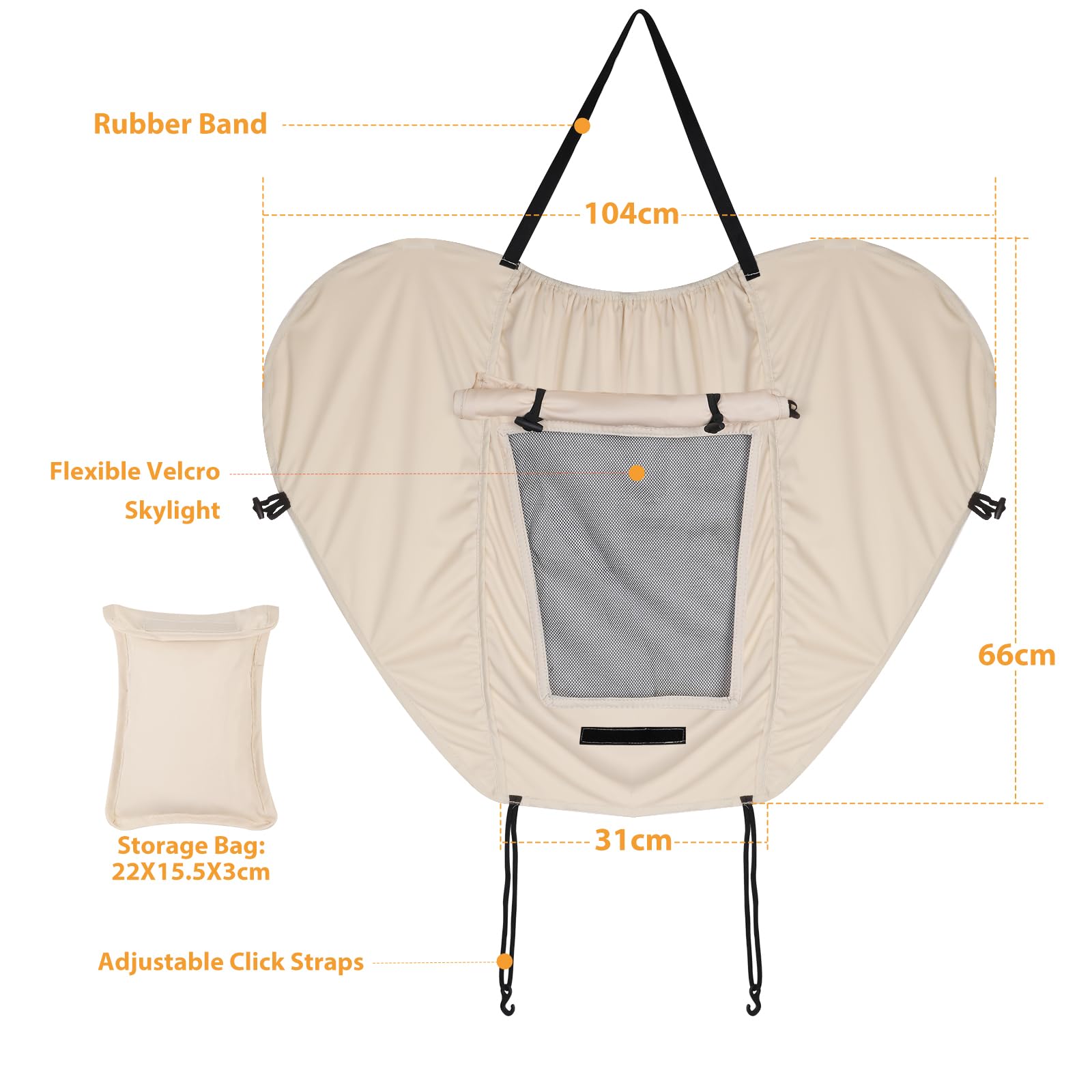 WD&CD Parasole per Passeggino, Telo Parasole per Carrozzina e Passeggino Ombrellini Parasole Universale Regolabile UV Protezione Solare Parasole Passeggino - Beige