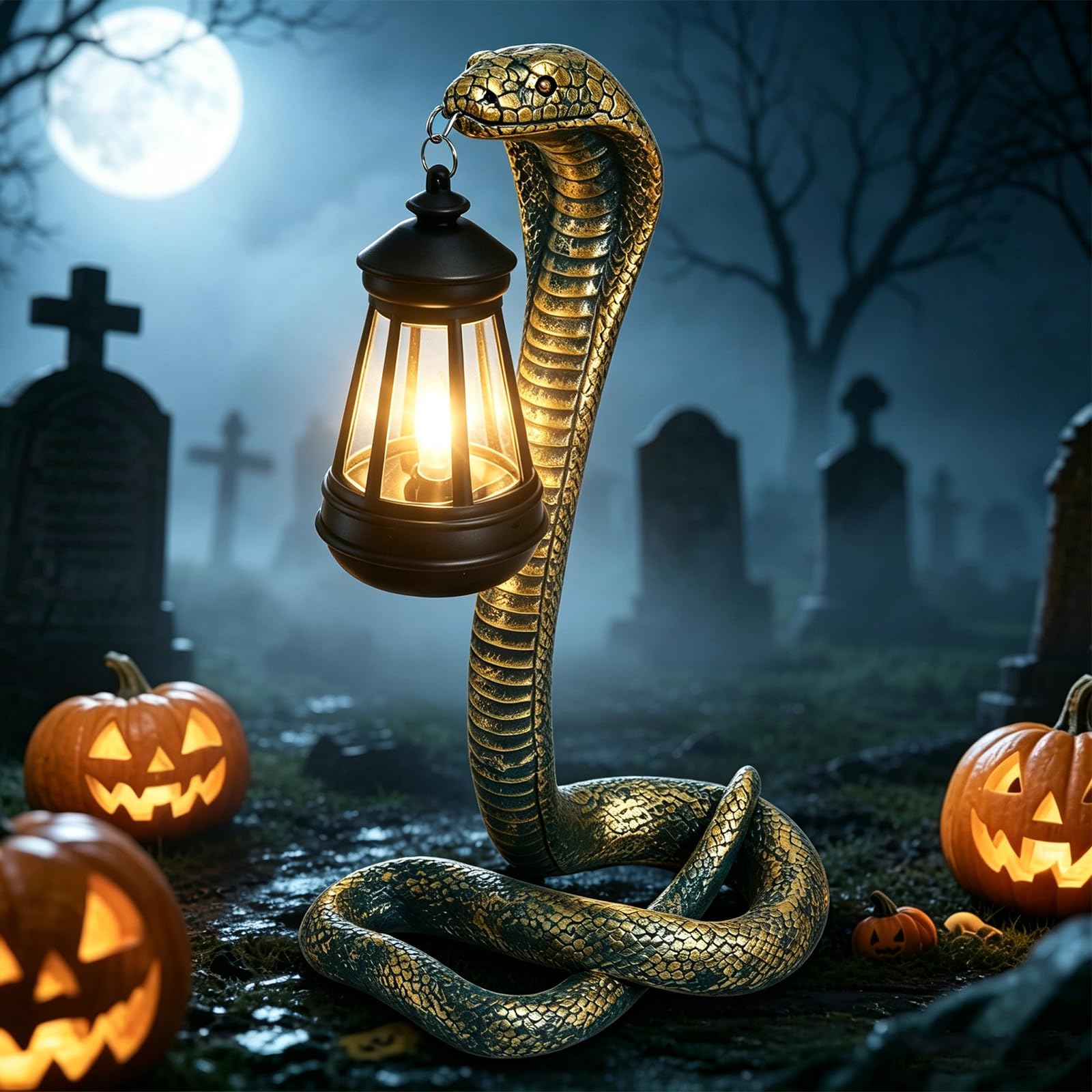 Statua węża do ogrodu i domu, oświetlenie solarne na zewnątrz, idealna do ogrodnictwa, prezenty dla kobiet, mamy, babci, na Halloween, dekoracyjne światła (brązowy)