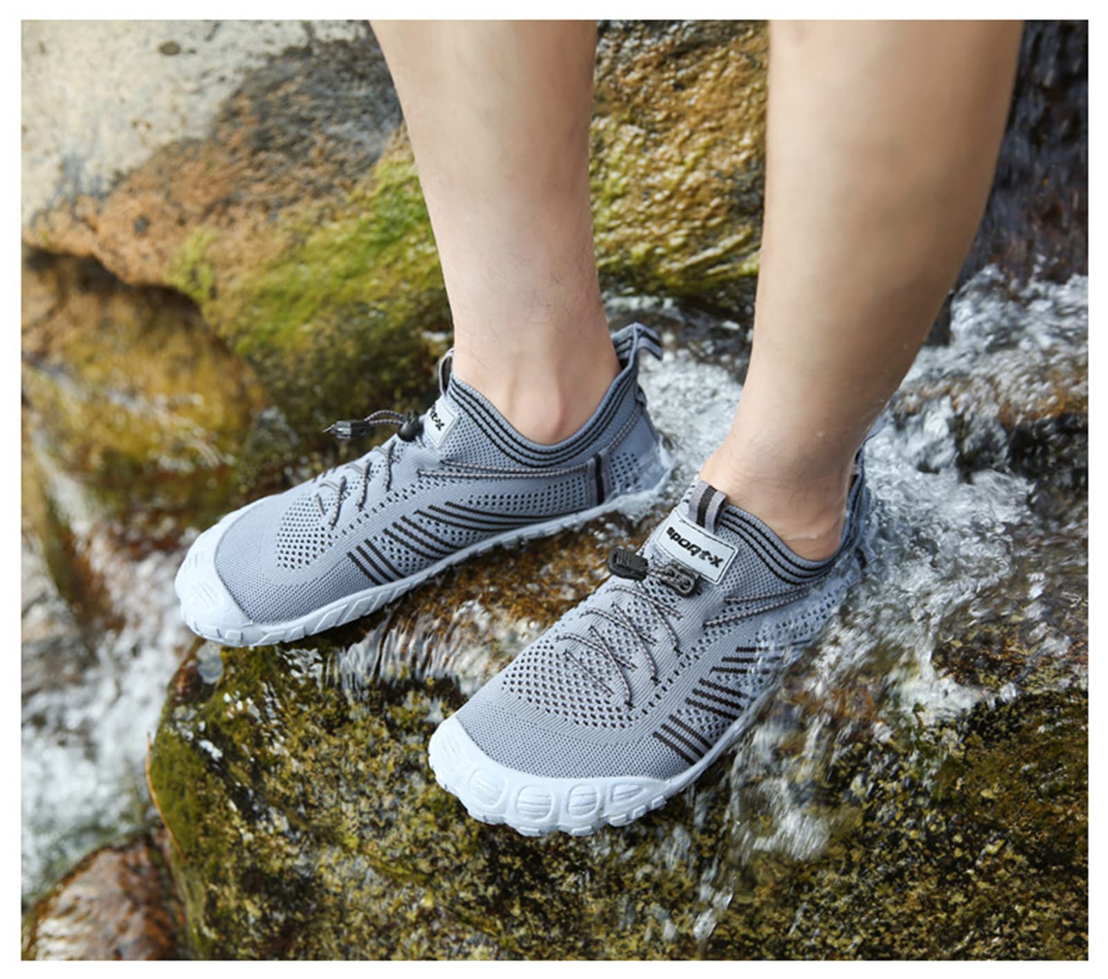 Zapatos Acuáticos para Hombres, Zapatos Descalzos para Mujeres, Zapatos De Natación En La Playa De Shanghai, Zapatos De Natación En El Agua, Zapatos De Yoga Secos Ligeros(46 EU, U-Gray)