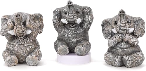 Juego de 3 estatuas de elefante para decoración del hogar, bonitas figuras para estante, sala de estar, dormitorio, oficina, escritorio, estantería,
