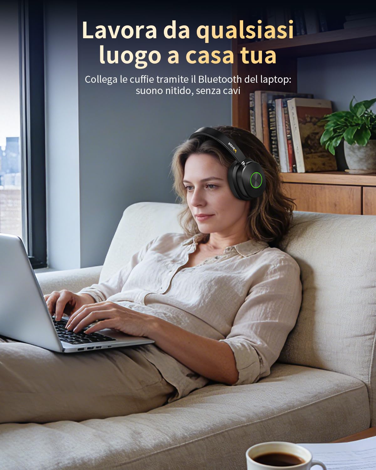 Wantek Cuffie radio per TV, senza fili, per anziani con stazione di ricarica, senza ritardo audio, Bluetooth 5.4, cuffie over-ear con 3 modalità audio