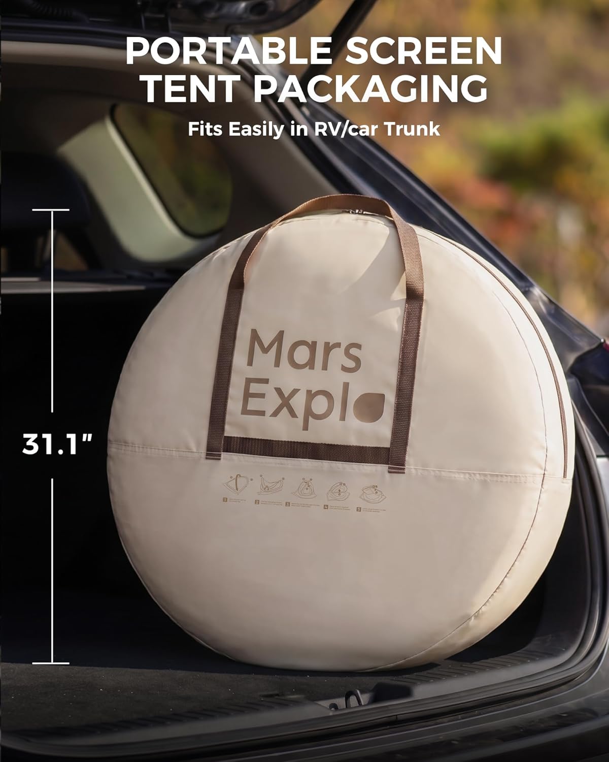 10X10FT Pop-Up Screen House Tent, Portable Instant Screen Room Canopy with Mesh Doors and Carry Bag for Patio Backyard Deck Camping Outdoor, Pop up Gazebo, Popup Canopy Tent, Beige