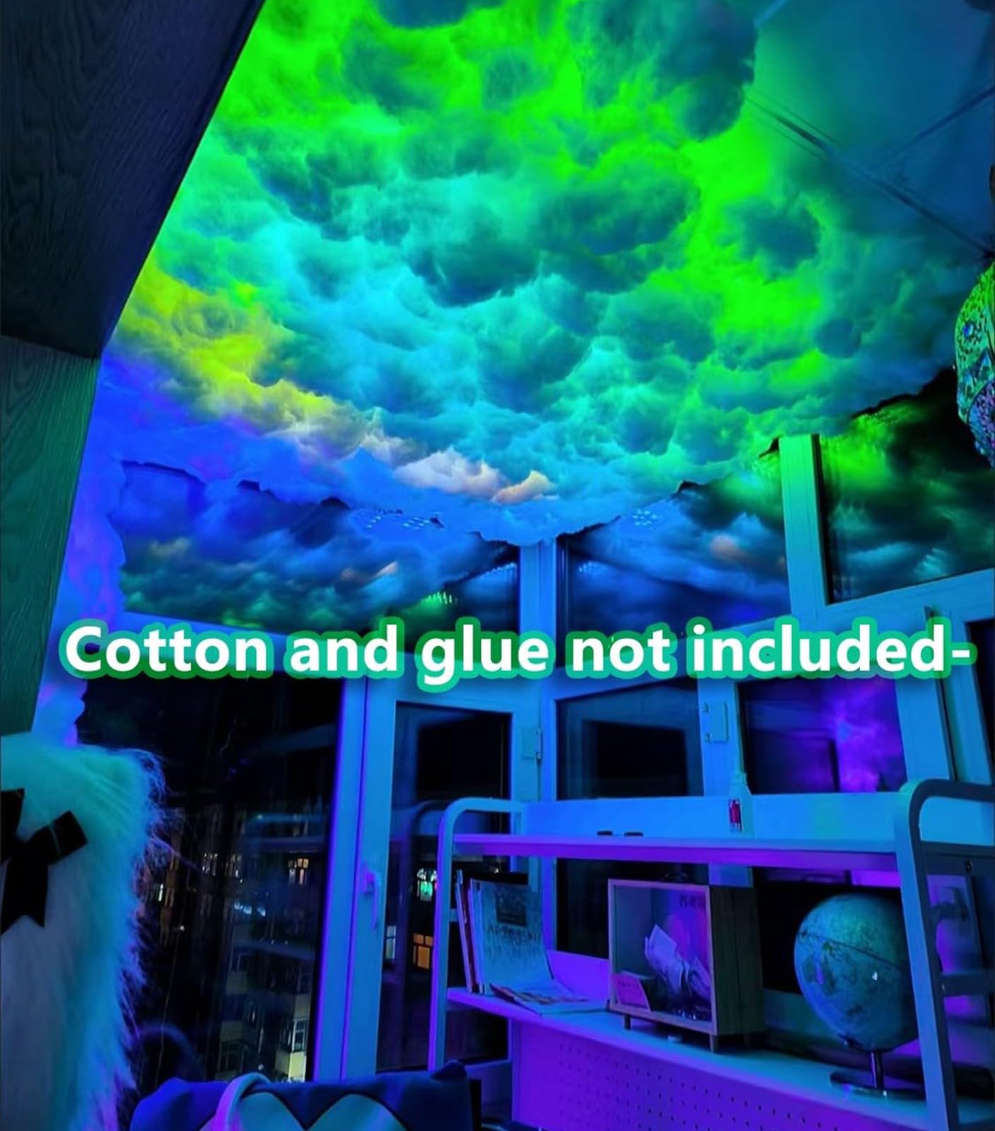 Tira De Luz LED En Forma De Nube, Luces LED Habitación, Tiras LED Inteligentes RGB Lámpara De Techo Esponjosa En Forma De Nube, Para Dormitorio Y Sala De Juegos (Algodón No Incluido) 2m