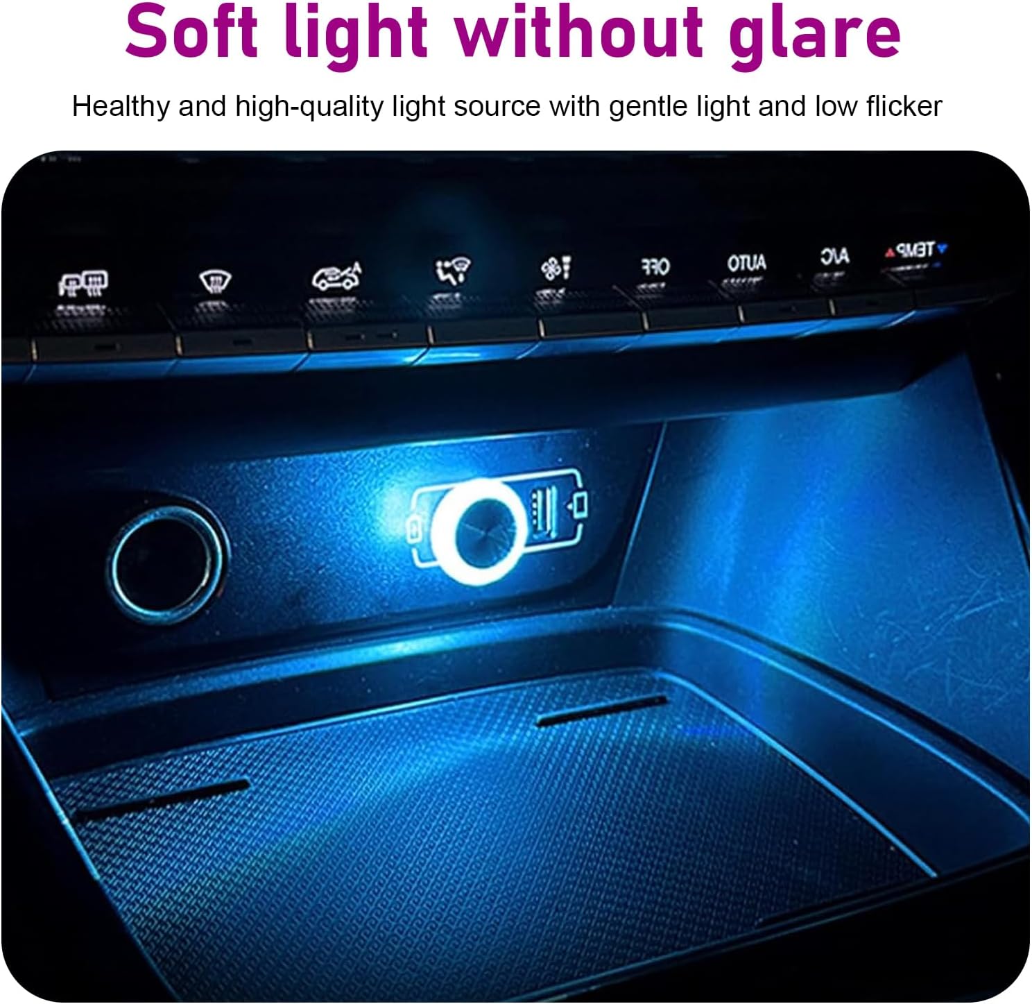 USB LED Car Interior Atmosphere Lamp, Mini Crystal Car LED Night Light, Plug-in Night Ambient Lighting, Universal USB Ambient Light for Cars SUVs Trucks RVs (Blue)