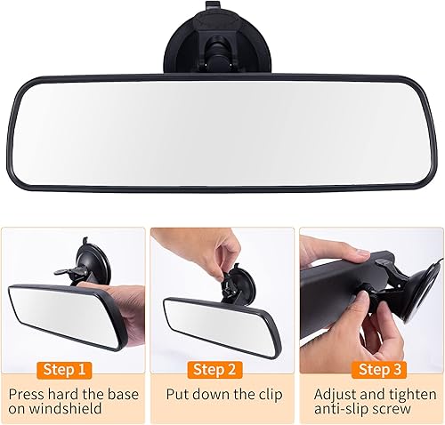 Miniatura 6 de Espejo retrovisor blanco para interior, universal, con ventosa para automóvil, camión, SUV, de 9.5"