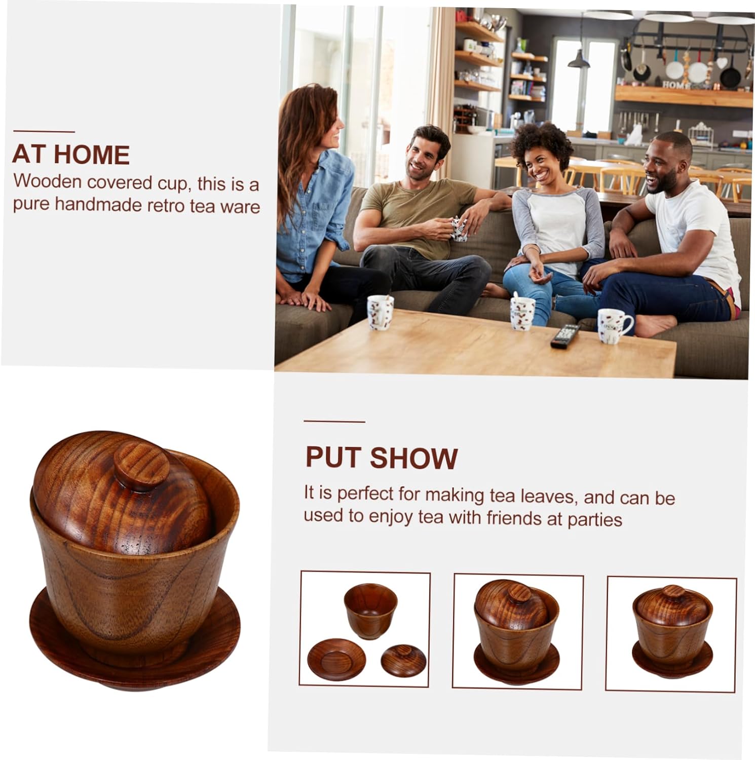 Veemoon 3sets Retro Ceramic Tea Cup with Lid and Saucer Creative Teaware for Brewing Flower and Tea Compact Design for Use