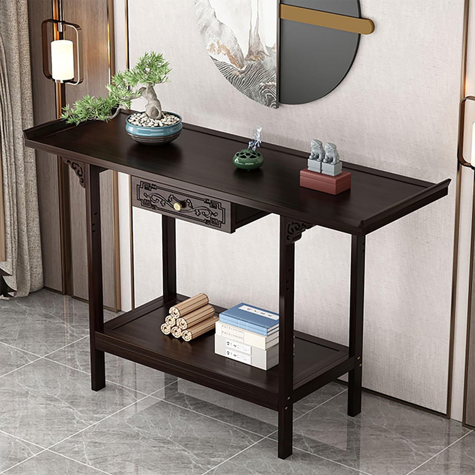 Niche de Bouddha compacte et autel zen pour rituels de pleine conscience