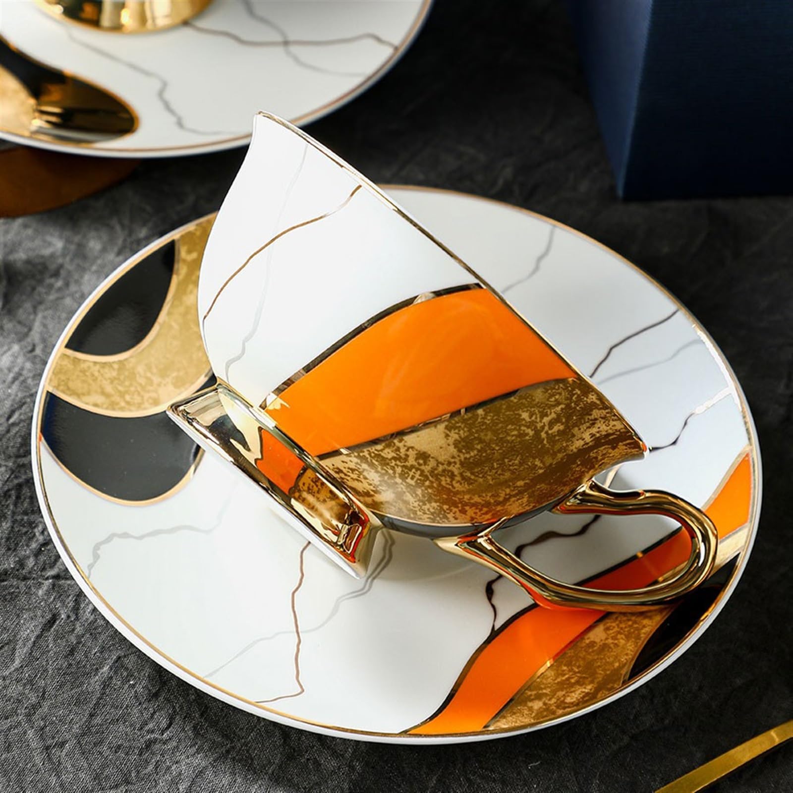 Tasse Tasses Tasse à café en céramique rétro, service thé de l'après-midi porcelaine avec cuillère, léger et luxueux, européen exquis
