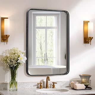 Sweetcrispy 30x22 Inch Black Metal Framed Bathroom Vanity Mirror - Tempered Glass, Anti-Rust, Wall Mount Horizontal/Vertical, Modern Farmhouse Decor