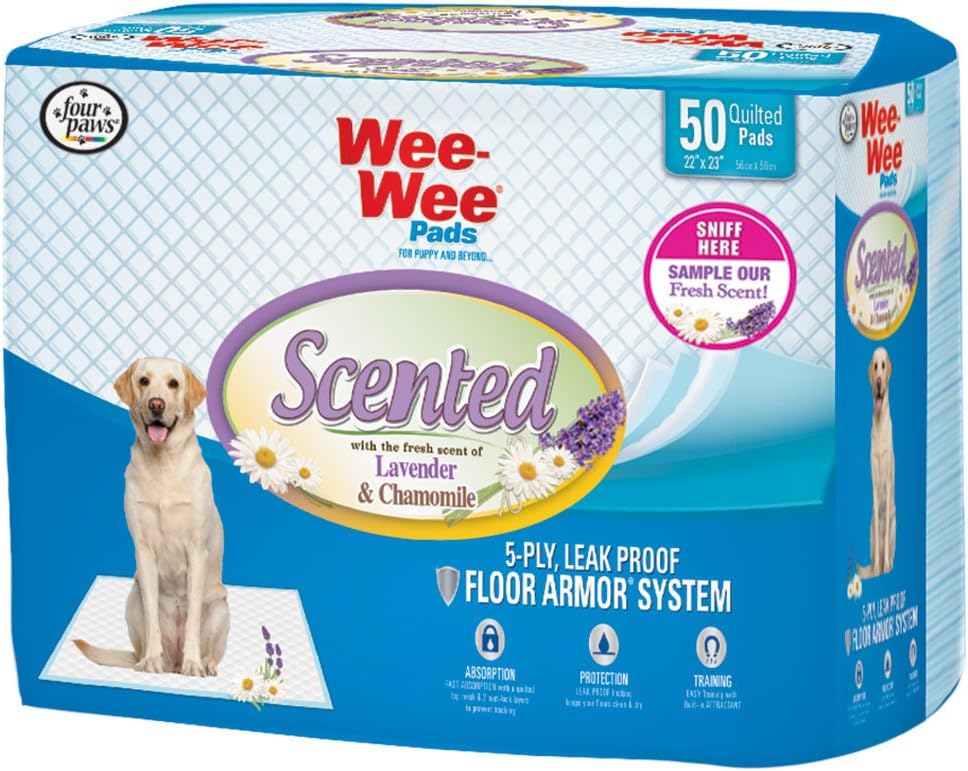 Wee-Wee Puppy Training Pee Pads 50-Count 22" x 23" Standard Size Lavender & Chamomile Scented Pads