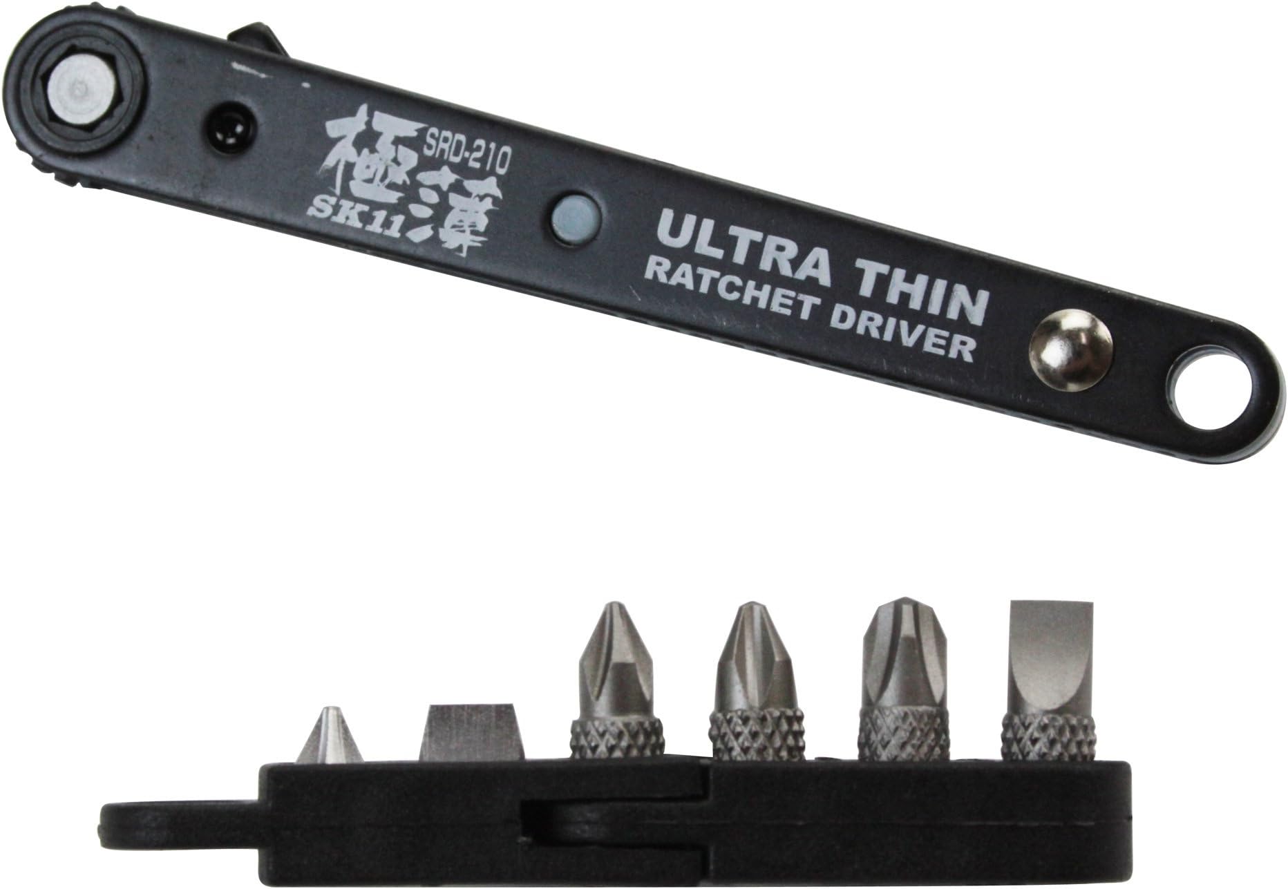 SK11 Ultra Thin Straight Ratchet Driver with 7 Bits SRD-210
