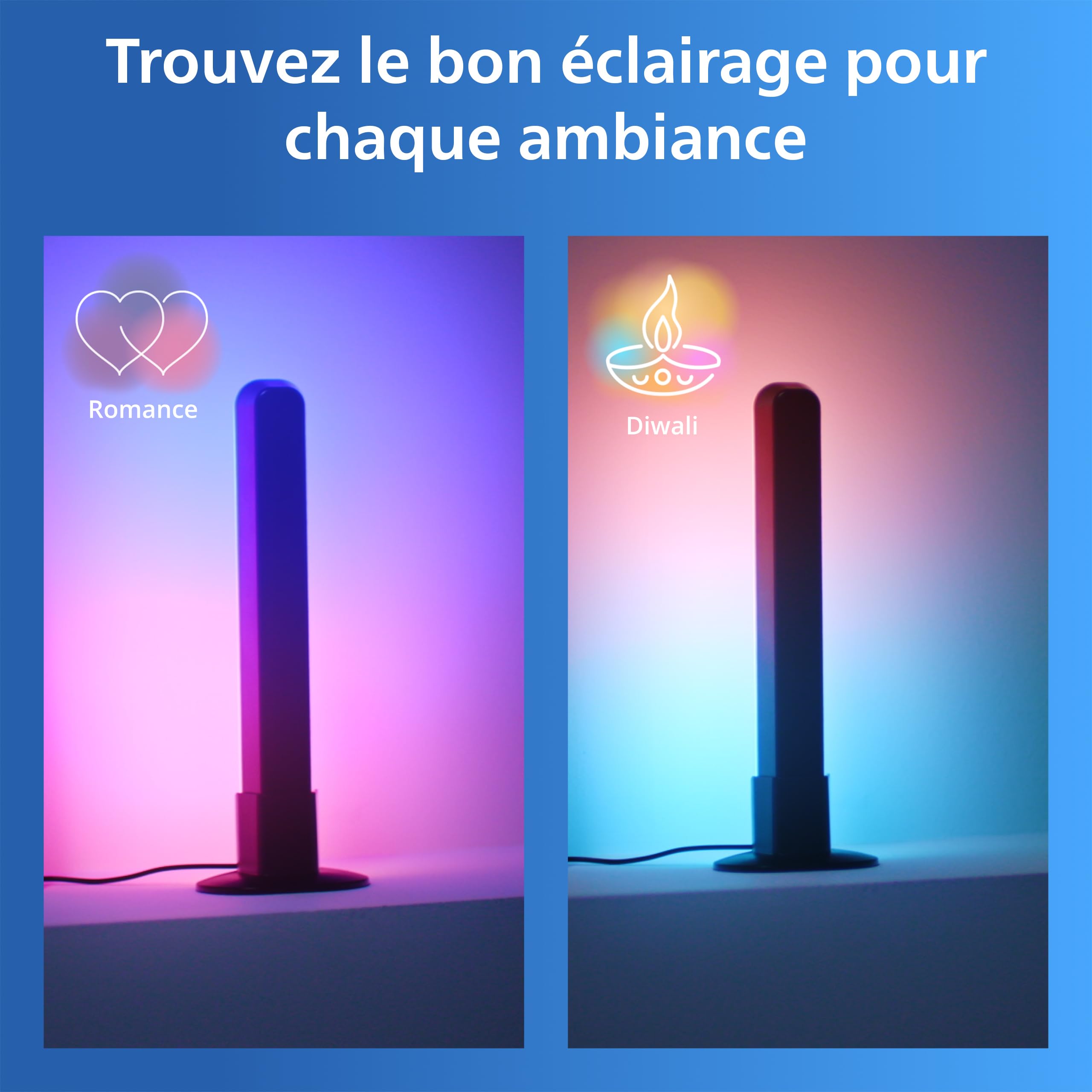 Philips Smart LED, Ampoule Connectée LED en verre RGB GU10, 345 lm, Lumière Couleur et Blanc Réglable 2200-6500 K, Gradation Faible, Connected by WiZ, Alexa, Google Home, Apple Home, Pack de 3