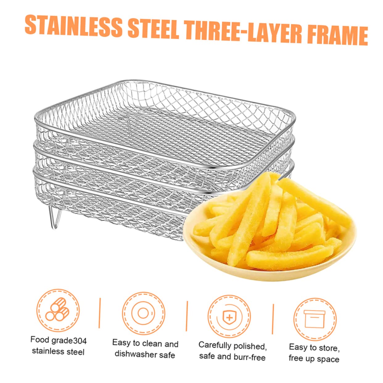 Healeved 3 Pezzi Accessori Per Friggitrice Ad Aria in Acciaio Resistenti Per Barbecue, Forno e Essiccazione Della Carne