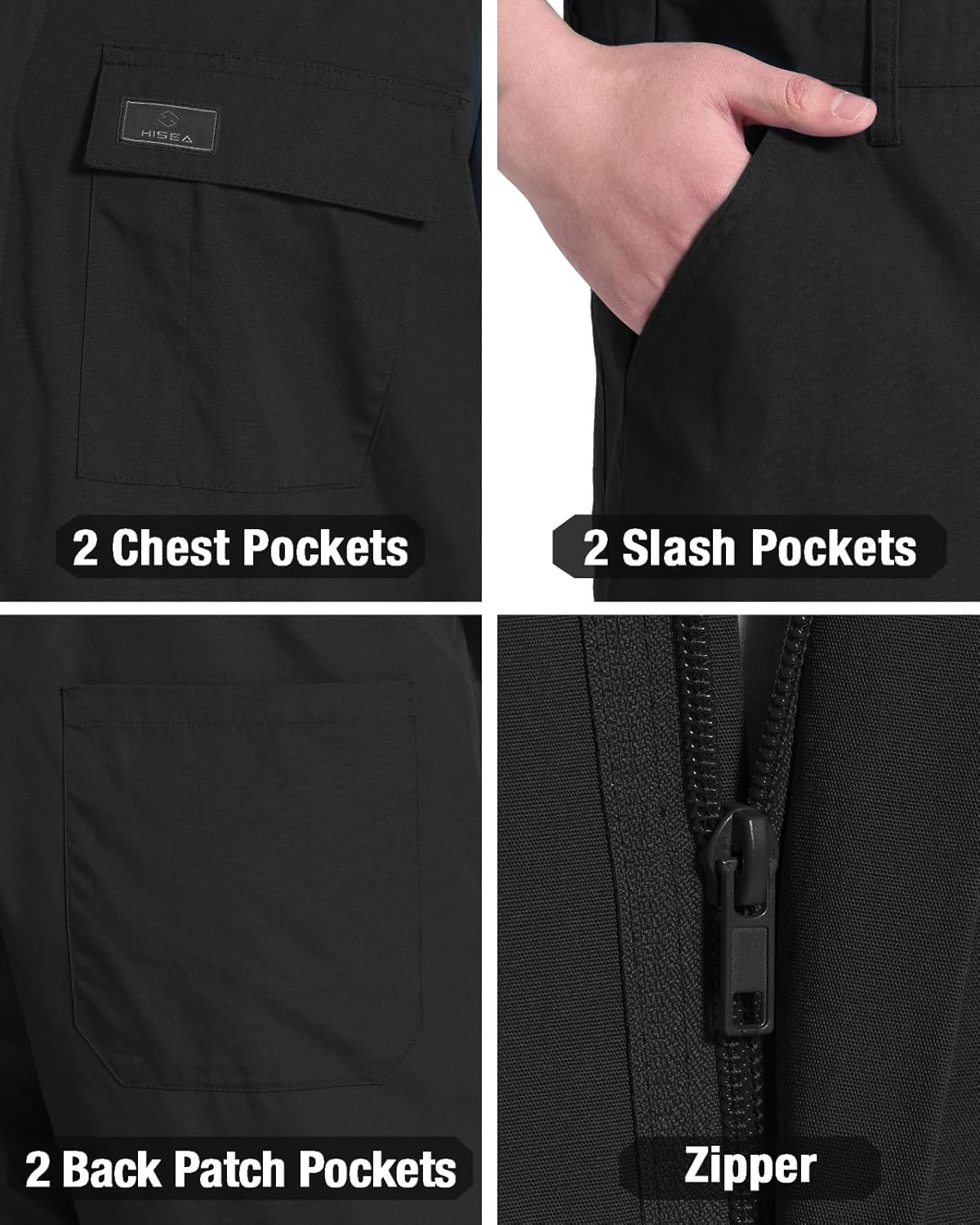 HISEA Coveralls for Men Short Sleeve, Mens Lightweight Mechanic Work Jumpsuit with Pockets, Stain & Wrinkle Resistant - Image 3