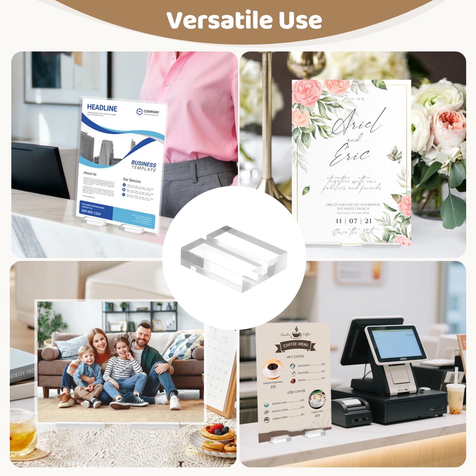 50 Stk Acryl Platzkartenhalter, 1,2 x 1 Zoll Tischnummern Display Ständer, klare Acryl Schilderhalter für Hochzeit, Party, Namenskarten, Fotoanzeige, Büro Meeting, Tischdeko