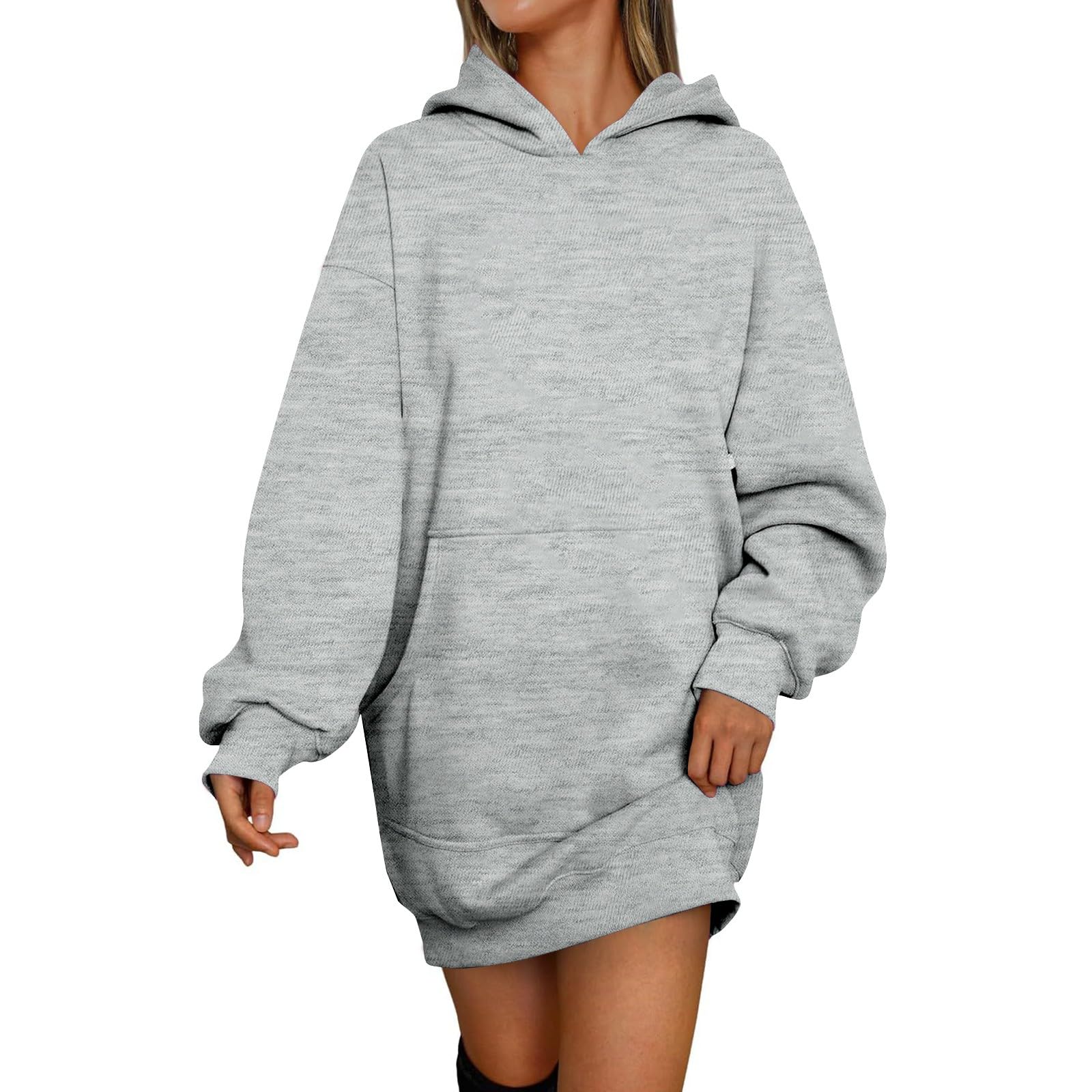 lcyhony Women's Fleece Oversized Sweatshirt Y2k Loose Comfy Hoodie Dress Winter Warm Long Sleeve Pullover Tops with Pockets