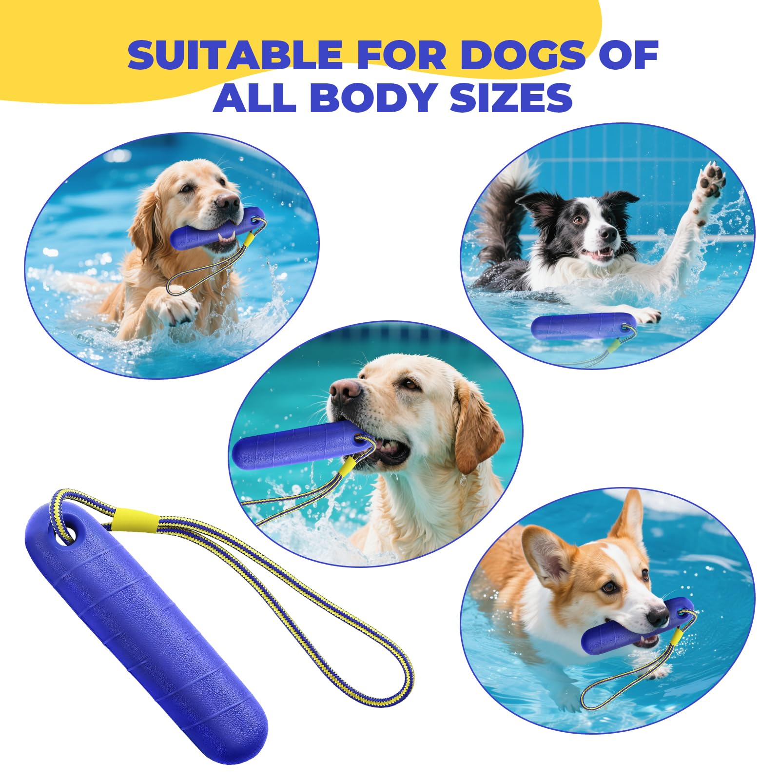 Jouet Interactif Chien, Jouet de Rappel avec Corde en Nylon, Ballon Flottant Increvable pour Piscine et Extérieur, Jouet Interactif pour l'Entraînement des Chiens de Taille Moyenne et Grande