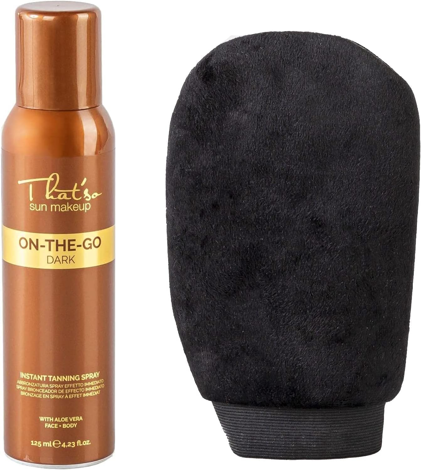 That'So On The Go Dark Kit Spray Autoabbronzante Viso e Corpo + Guanto Professionale 125ml Self Tan Intenso e Rapido, Effetto Naturale, Abbronzatura Lunga Durata, Autoabbronzante Spray