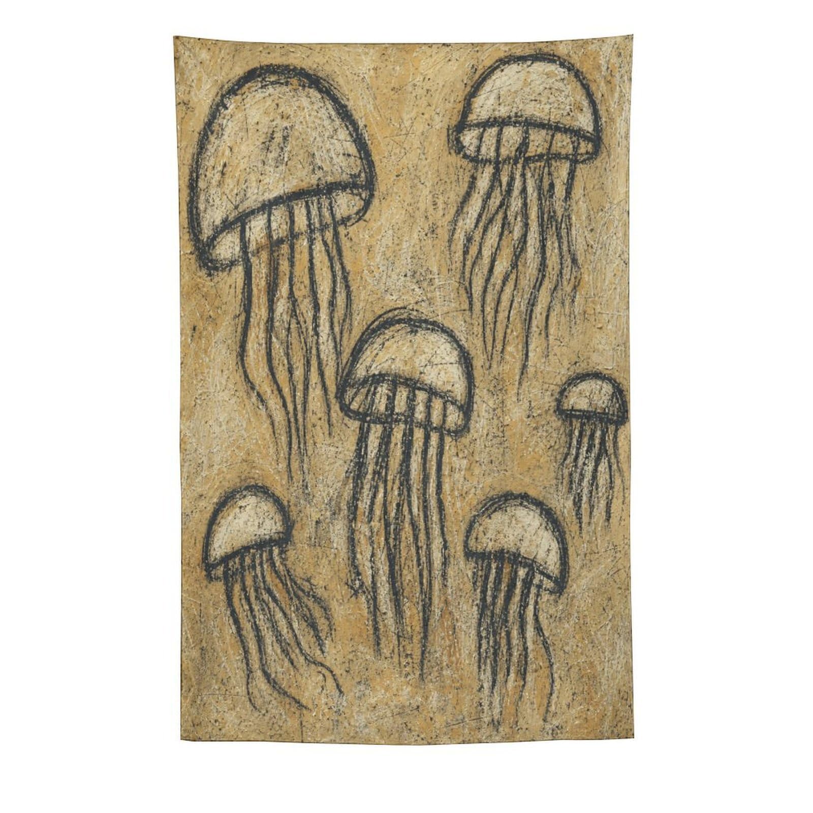 W7C8U2X3 Jellyfish Ink Study Wall Tapestry, Realistic Illustration