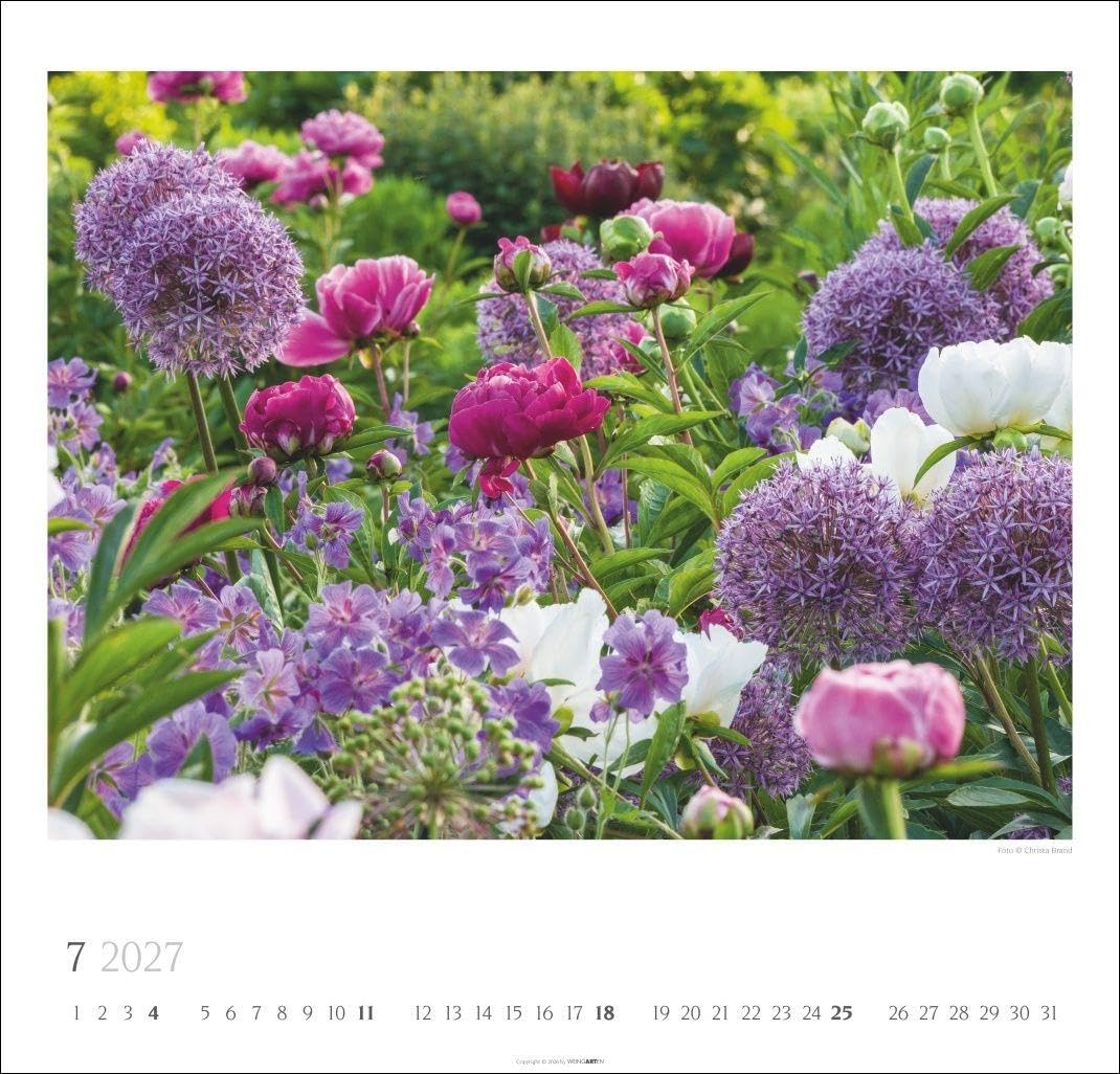 Bauerngärten Kalender 2027: Wandkalender mit 12 Fotos bäuerlicher Gärten. Farbenprächtiger Natur-Kalender für die Wand im Format 48 x 46 cm. Jahres-Fotokalender mit Spiralbindung