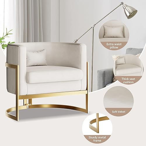 Miniatura 7 de Silla decorativa de terciopelo, moderna silla de barril con patas doradas, sillón tapizado para dormitorio, sala de estar, sofá, silla auxiliar de