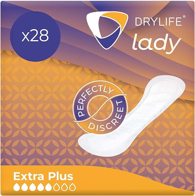 Drylife Lady Extra Plus Premium Thin Incontinence Pads for Bladder Weakness | Ultra Dry Technology, Anti-Leak Barriers & Active Odour Lock for Women (1 Pack of 28)