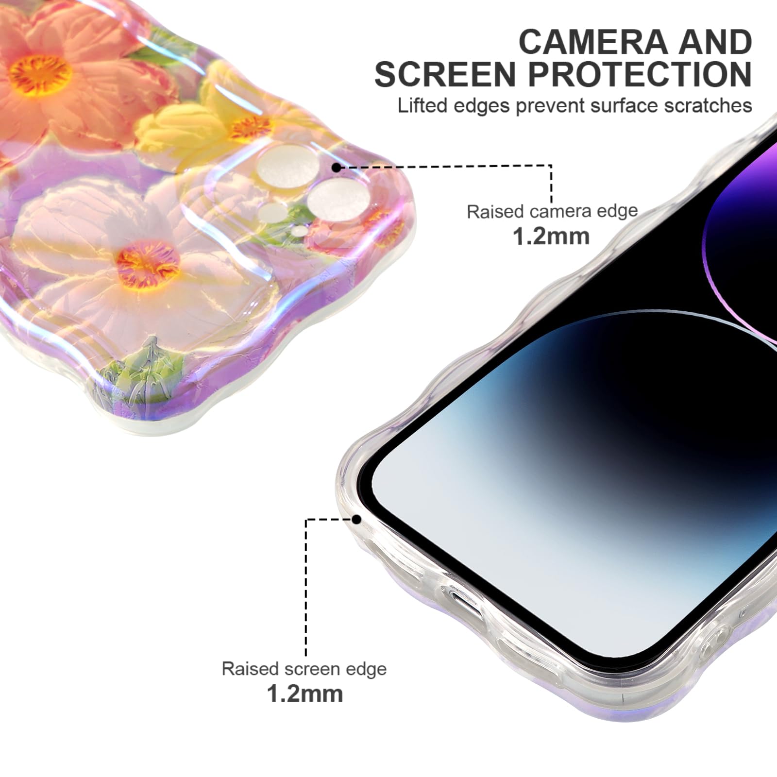miyonsin Cover per iPhone 15, Vintage Colorata Fiore Floreale Motivo Disegni Custodia, Antiurto Silicone TPU Aesthetic Bumper Protettiva Case Cover per iPhone 15, Fiore Rosa