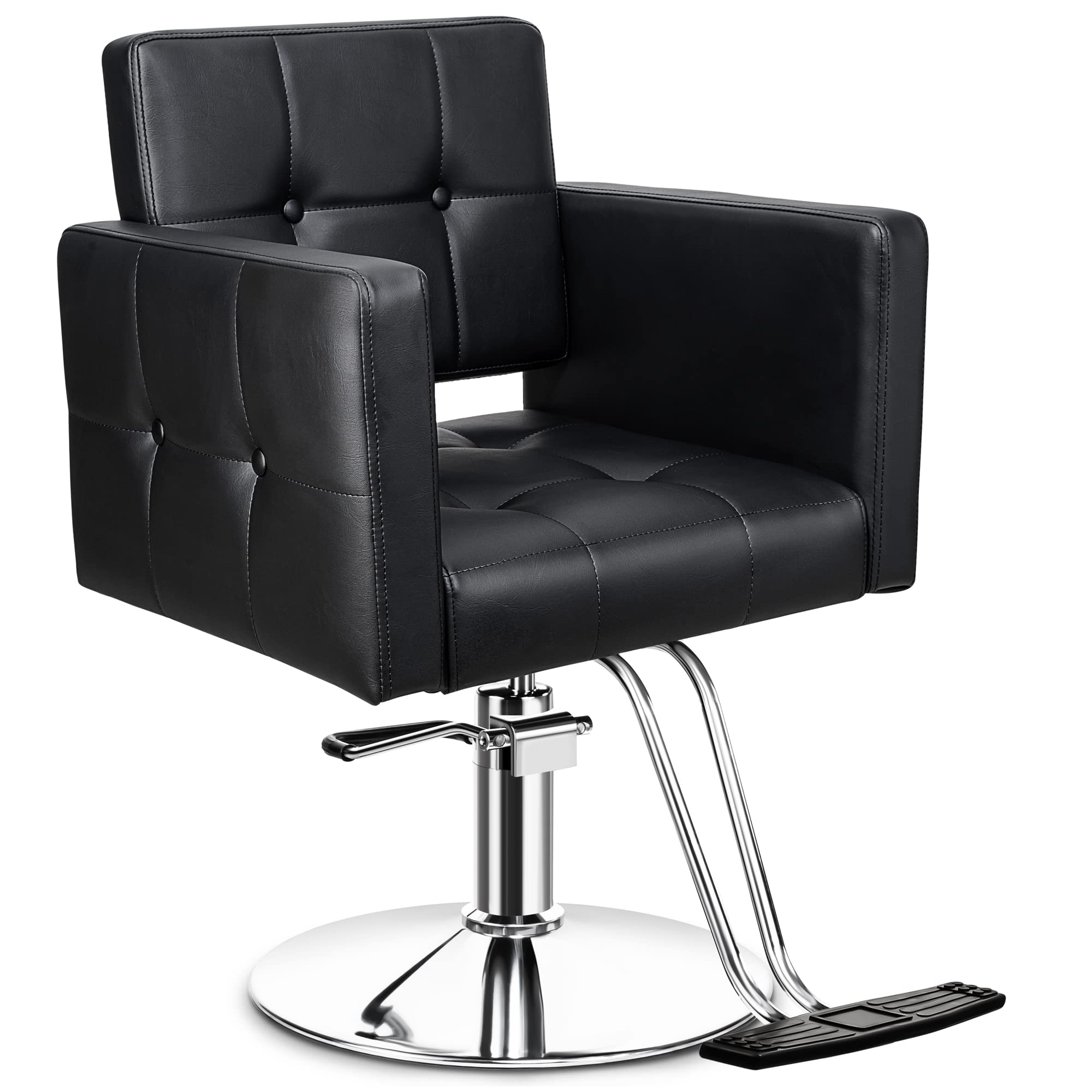 Baasha Hair Salon Chair, Hair Chair with Heavy Duty Hydraulic Pump, 360° Swivel Salon Chair for Hair Stylist, Styling Chair for Salon, Stylist Chair, Weight Capacity Up to 330 lbs - Black